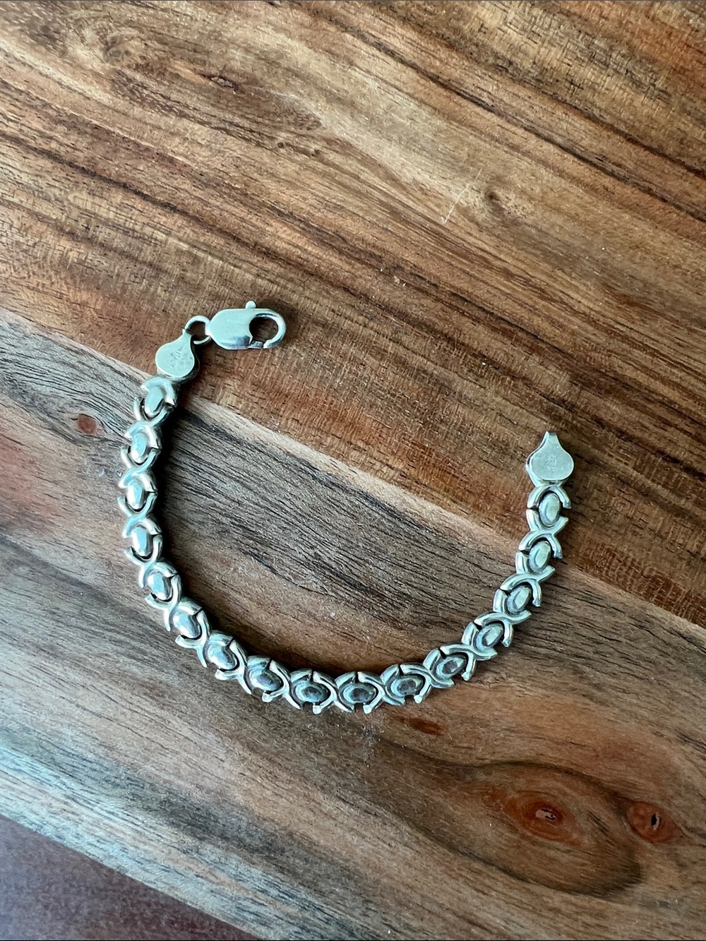 Vintage 925 Italy Sterling Silver X O Link Bracelet
